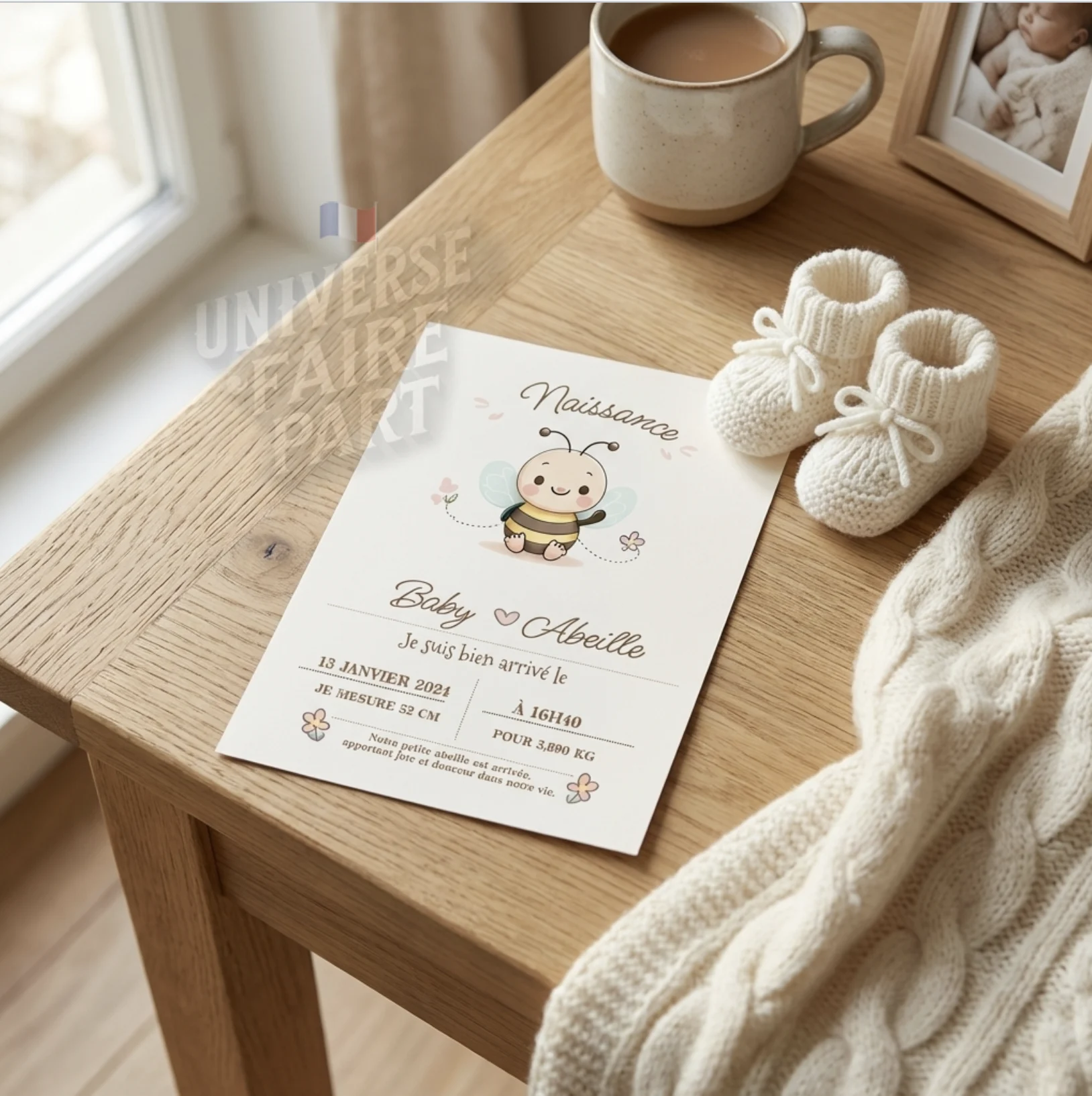 N°A1- faire-part naissance L’Alphabet des Animaux Abeille