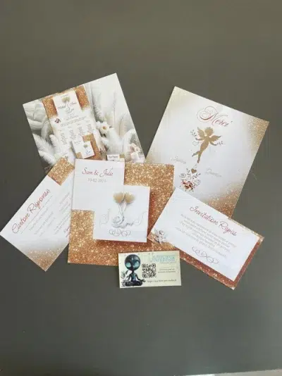 N°62- Faire-part Or Glitter angelot Mariage ou naissance