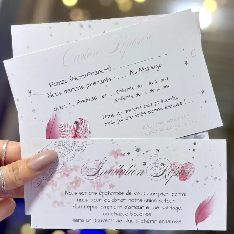 N°37- Faire-part Céleste : Pastel, Ange Argenté et Plumes Délicates