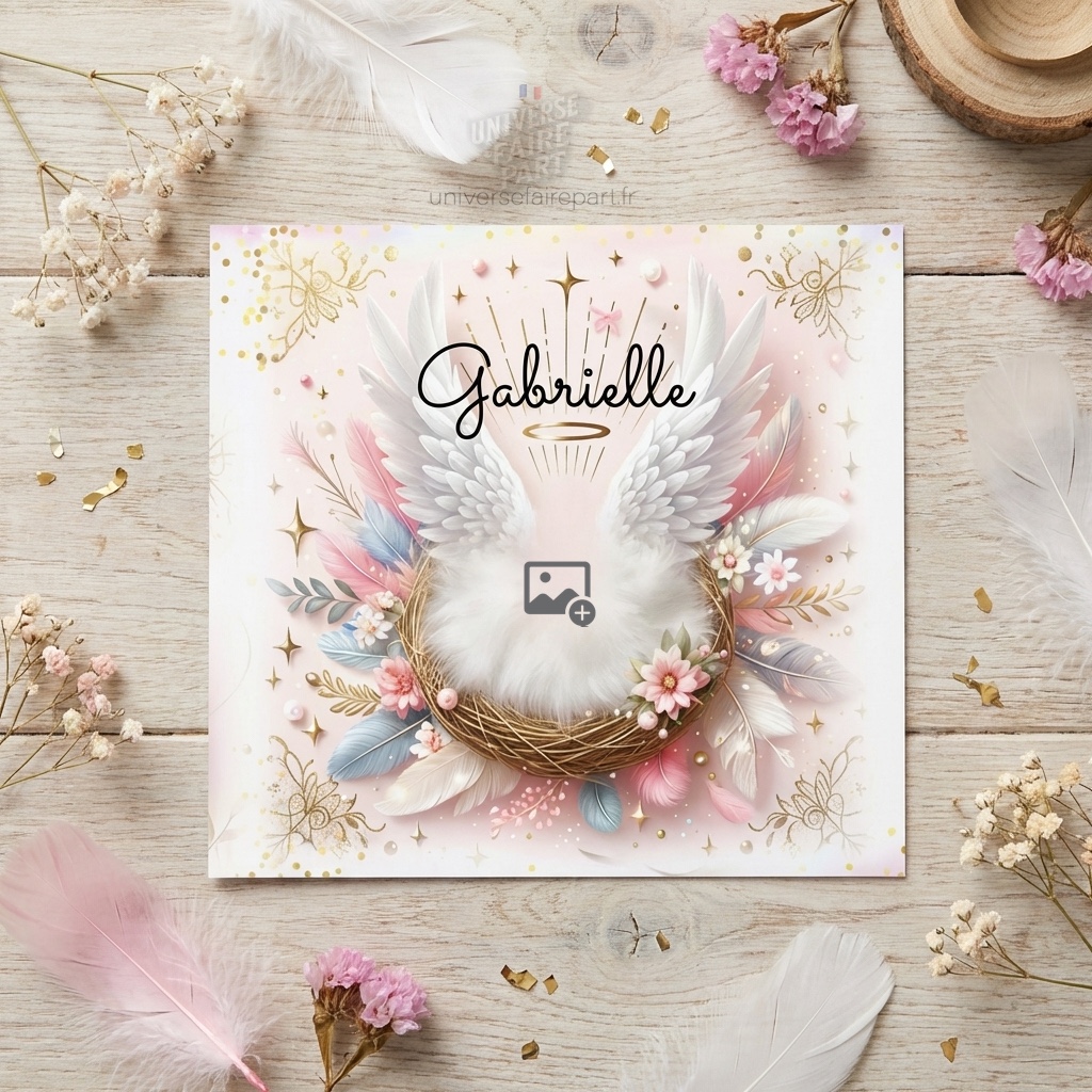 N°392 – Faire-part  Céleste Rose et Merveilles Arc-en-Ciel Gabrielle