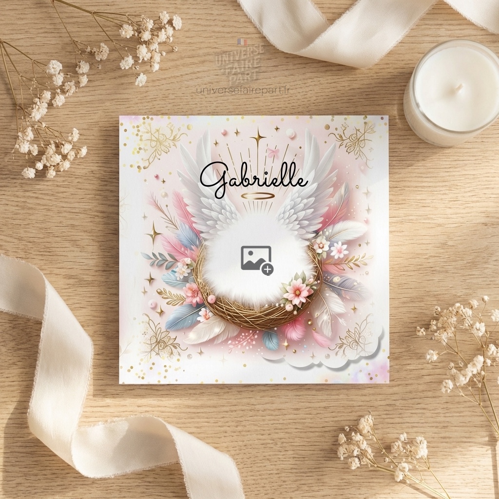 N°392 – Faire-part  Céleste Rose et Merveilles Arc-en-Ciel Gabrielle