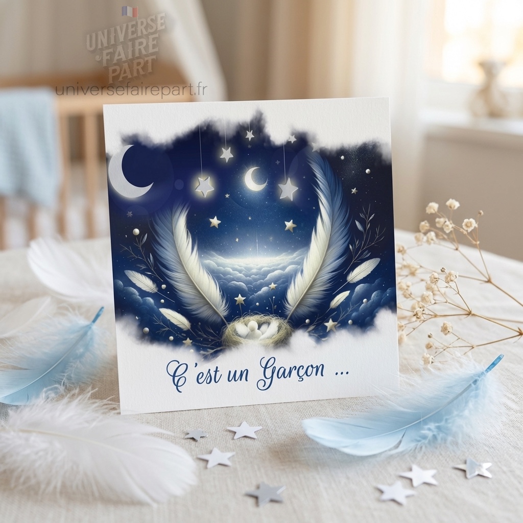 N°93 – Faire-part Nuit étoilé naissance d&rsquo;un petit ange