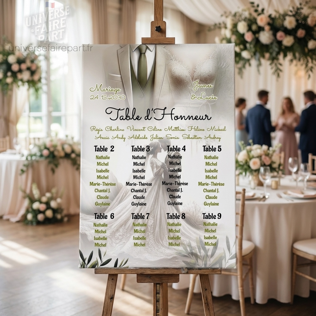 N°218.8 – Plan de table L&rsquo;olivier de l&rsquo;amour Costume