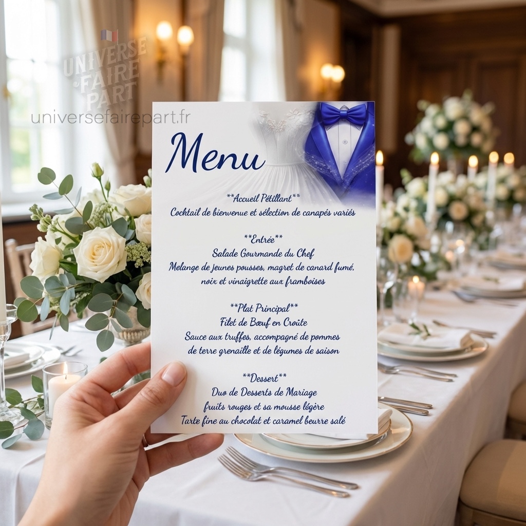 N°219.7 -Menu Fusion des Cœurs en bleu roi