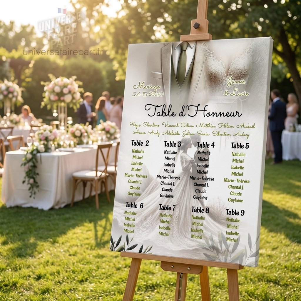 N°218.8 – Plan de table L&rsquo;olivier de l&rsquo;amour Costume