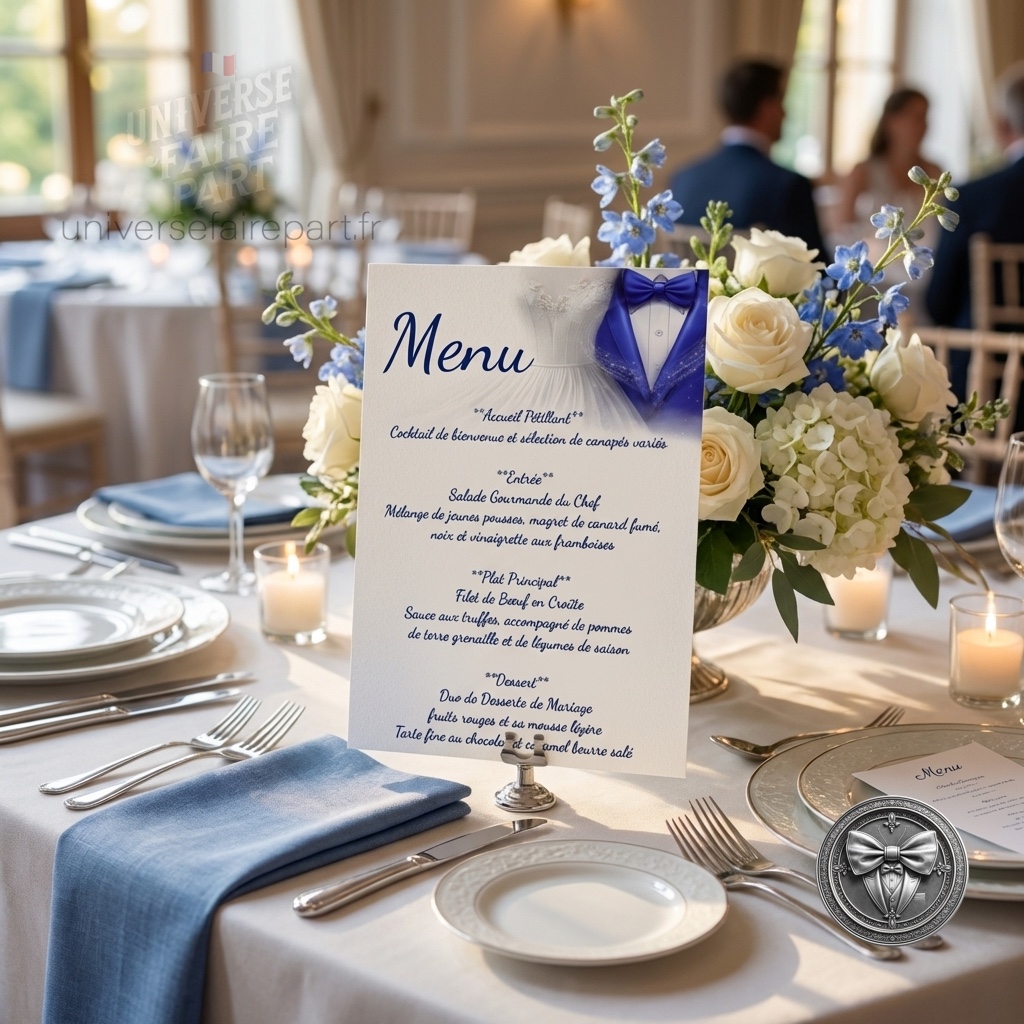 N°219.7 -Menu Fusion des Cœurs en bleu roi