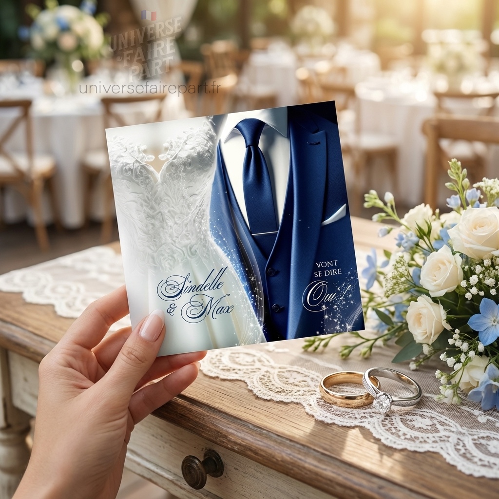 N°551 – Faire-part Costume bleu Roi Union Élégante