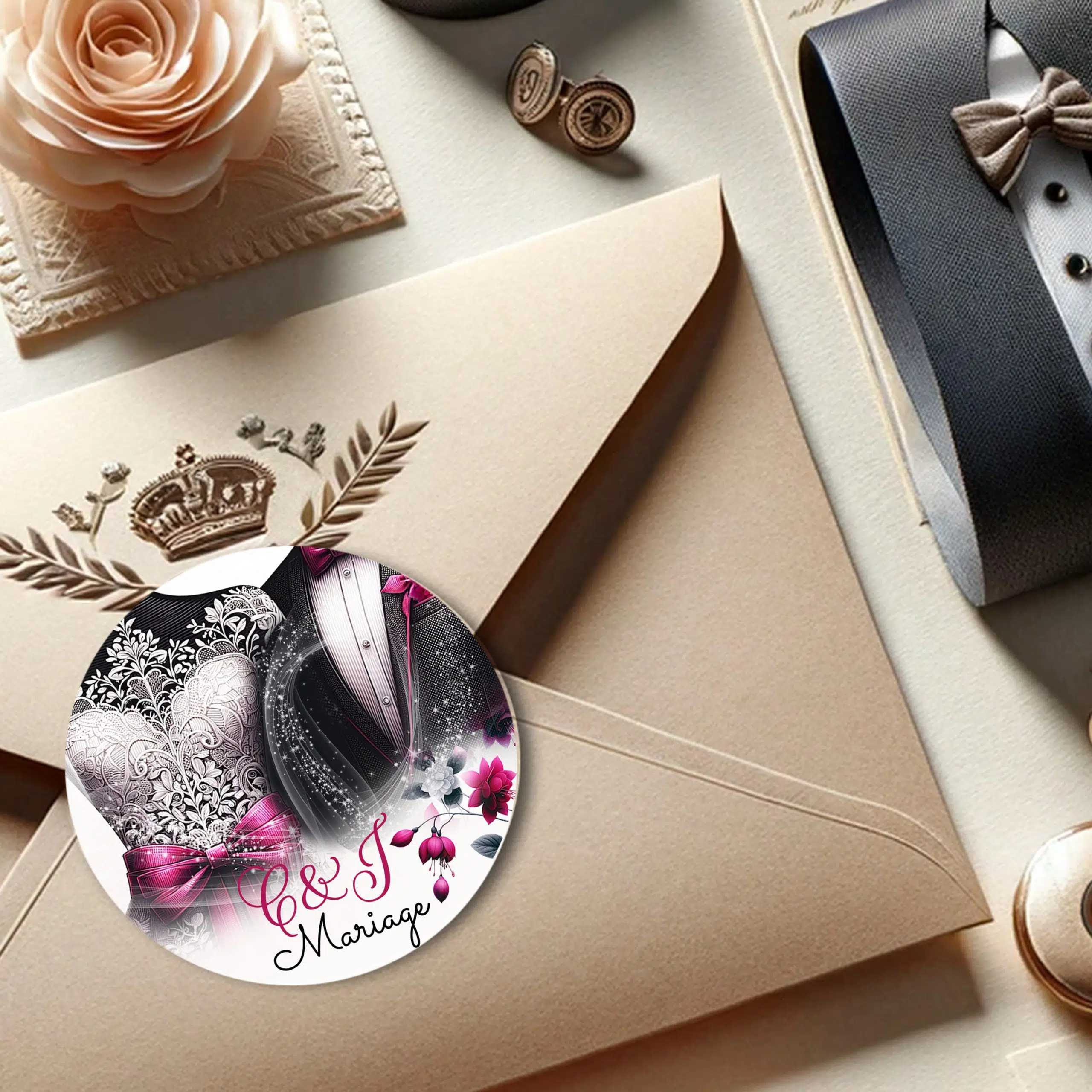 N°9.4 - Rond collant S'aimer en Fuchsia et Blanc Costume