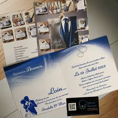 N°551 - Faire-part Costume bleu Roi Union Élégante