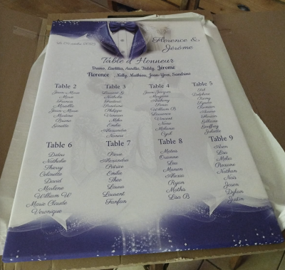 N°219.8 -Plan de table Fusion des Cœurs en bleu roi