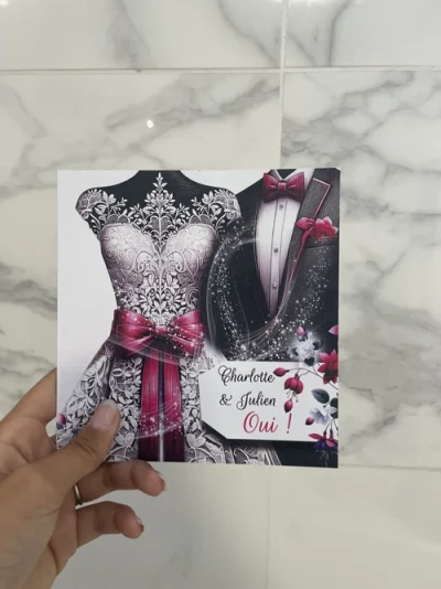 N°9 - Faire-part S'aimer en Fuchsia et Blanc Costume