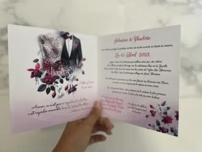 N°9 - Faire-part S'aimer en Fuchsia et Blanc Costume
