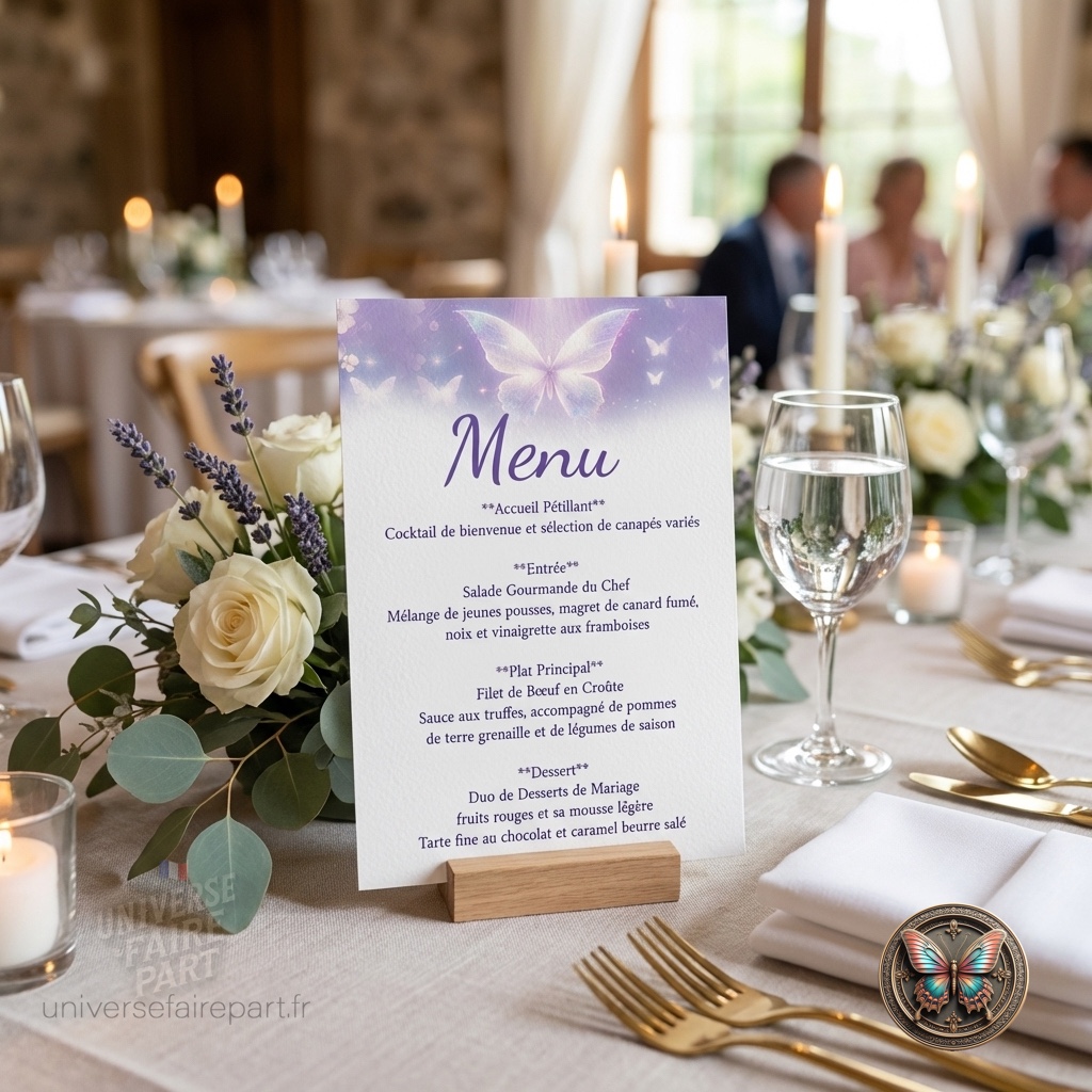 N°39.4 – Menu mariage papillons Éclat Enchantés