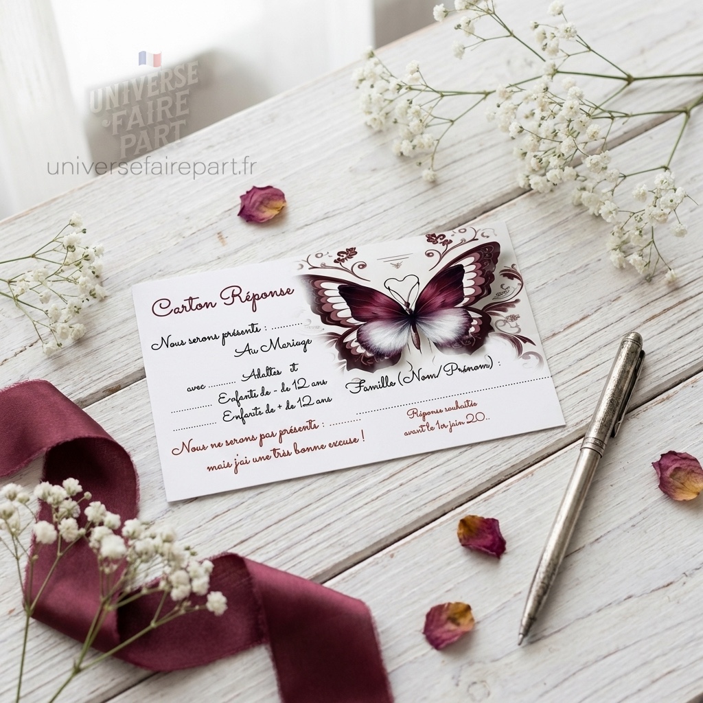 N°267.2- Carton réponse Papillons Union Éternelle Bordeaux