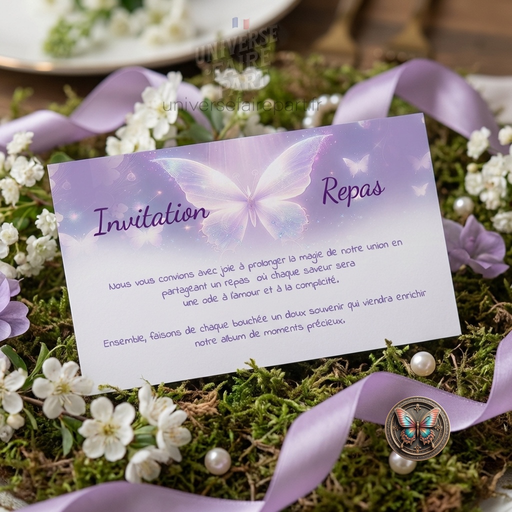 N°39.1 – Carton repas mariage papillons Éclat Enchantés