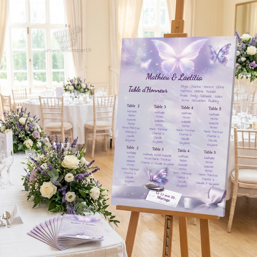 N°39.3 - Plan de table mariage papillons Éclat Enchantés