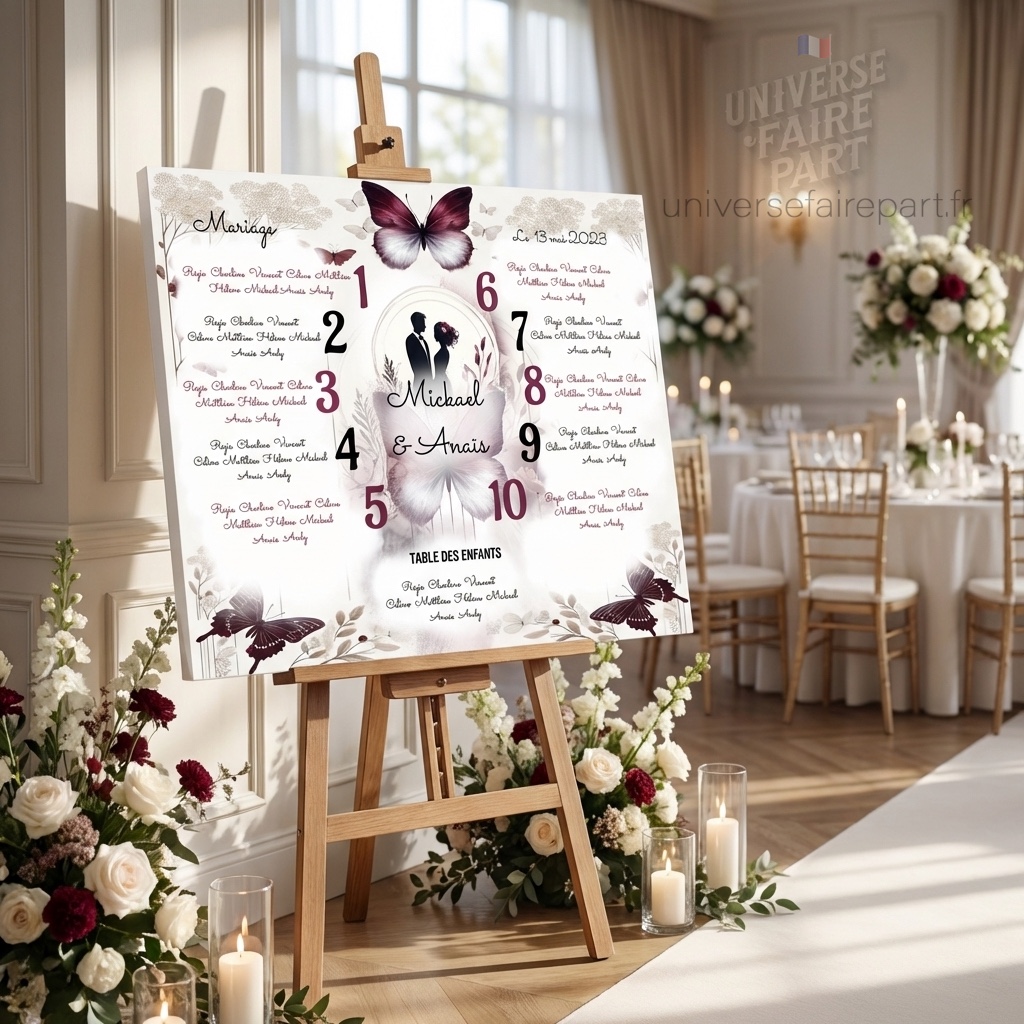 N°267.4 – Plan de table Papillons Union Éternelle Bordeaux