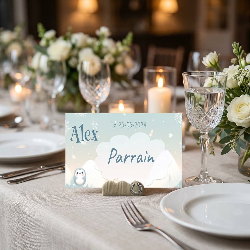 N°150.1 – Porte nom Original petit pingouin trop mignon