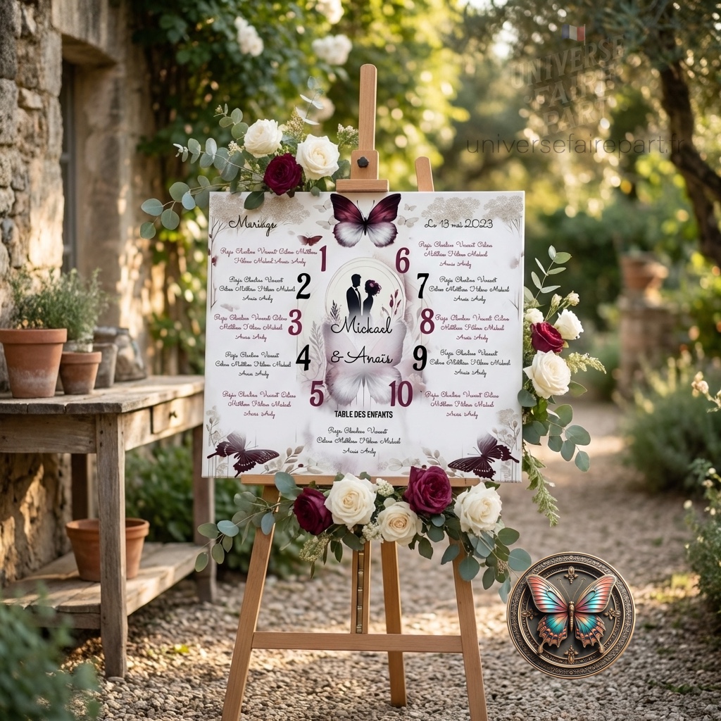 N°267.4 – Plan de table Papillons Union Éternelle Bordeaux