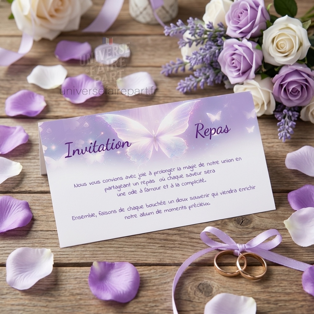 N°39.1 – Carton repas mariage papillons Éclat Enchantés