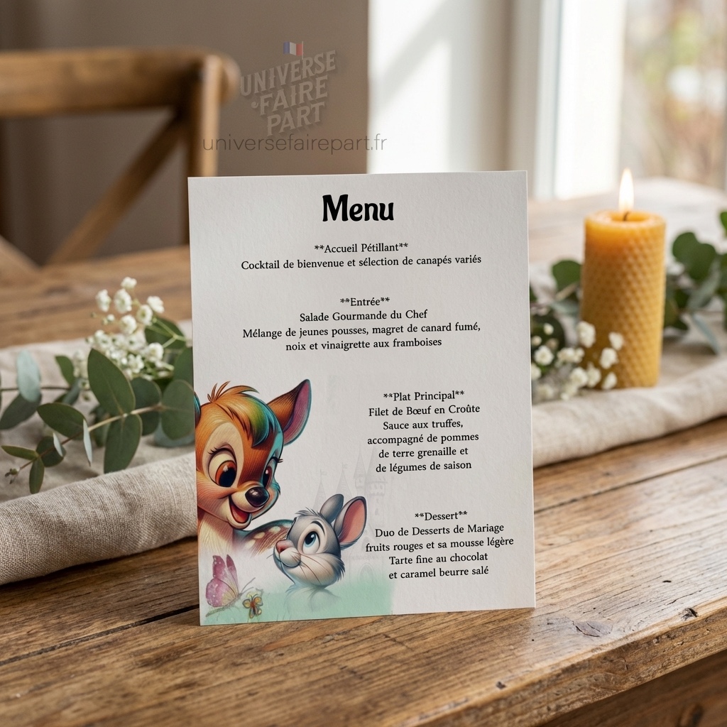 N° 548.1- Menu La Prairie petit cerf & Lapin Unisexe