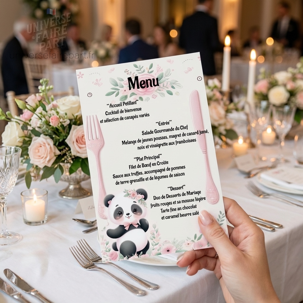 N°342.4 – Menu Petit panda tendre rosé fille