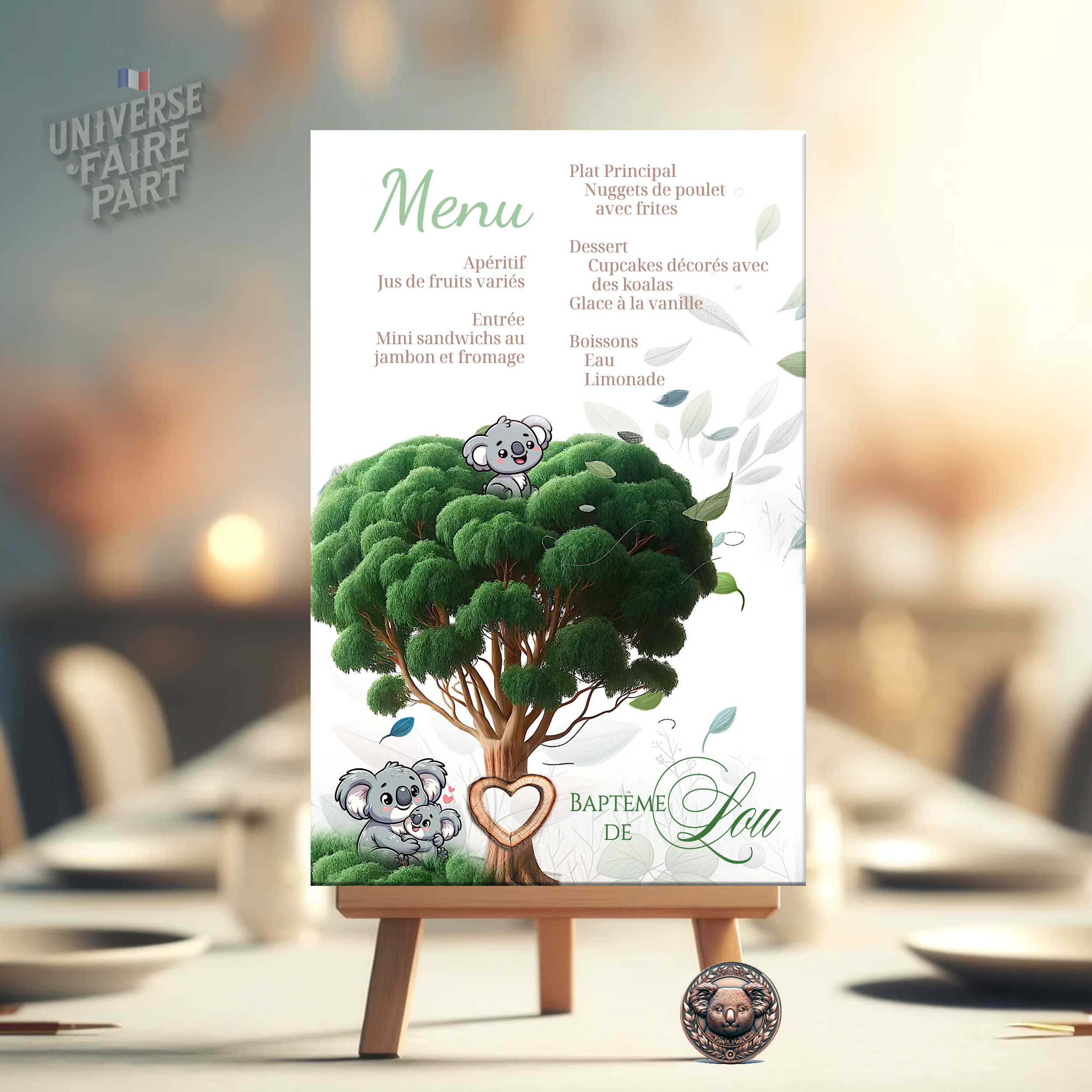 N°152.1 – Menu Koala trop mignon avec photos