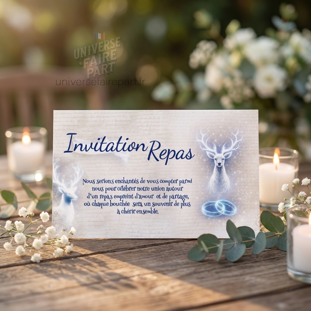 N°227.1 – Carton repas Cerf Harry Potter parchemin mariage