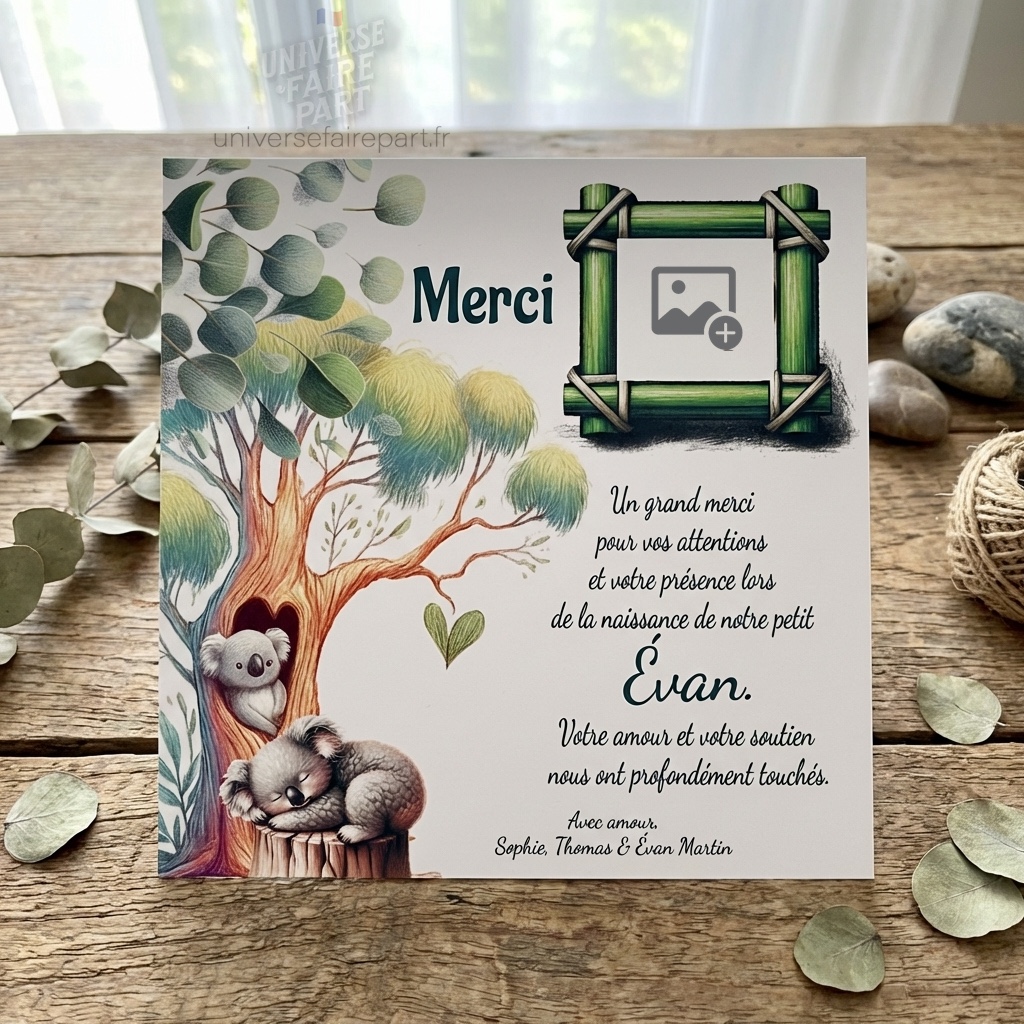 N° 315.2- Carte remerciement  Tendresse Notre Petit Koala