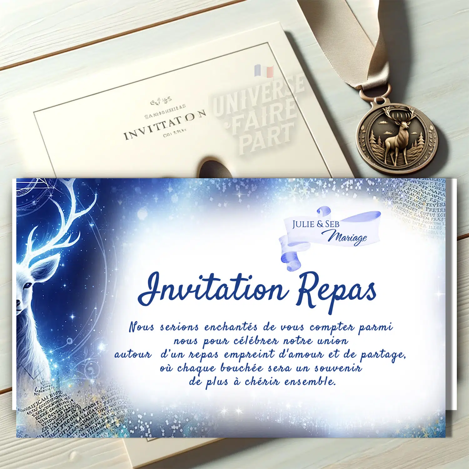 N°227.1 – Carton repas Cerf Harry Potter nuit étoilé mariage
