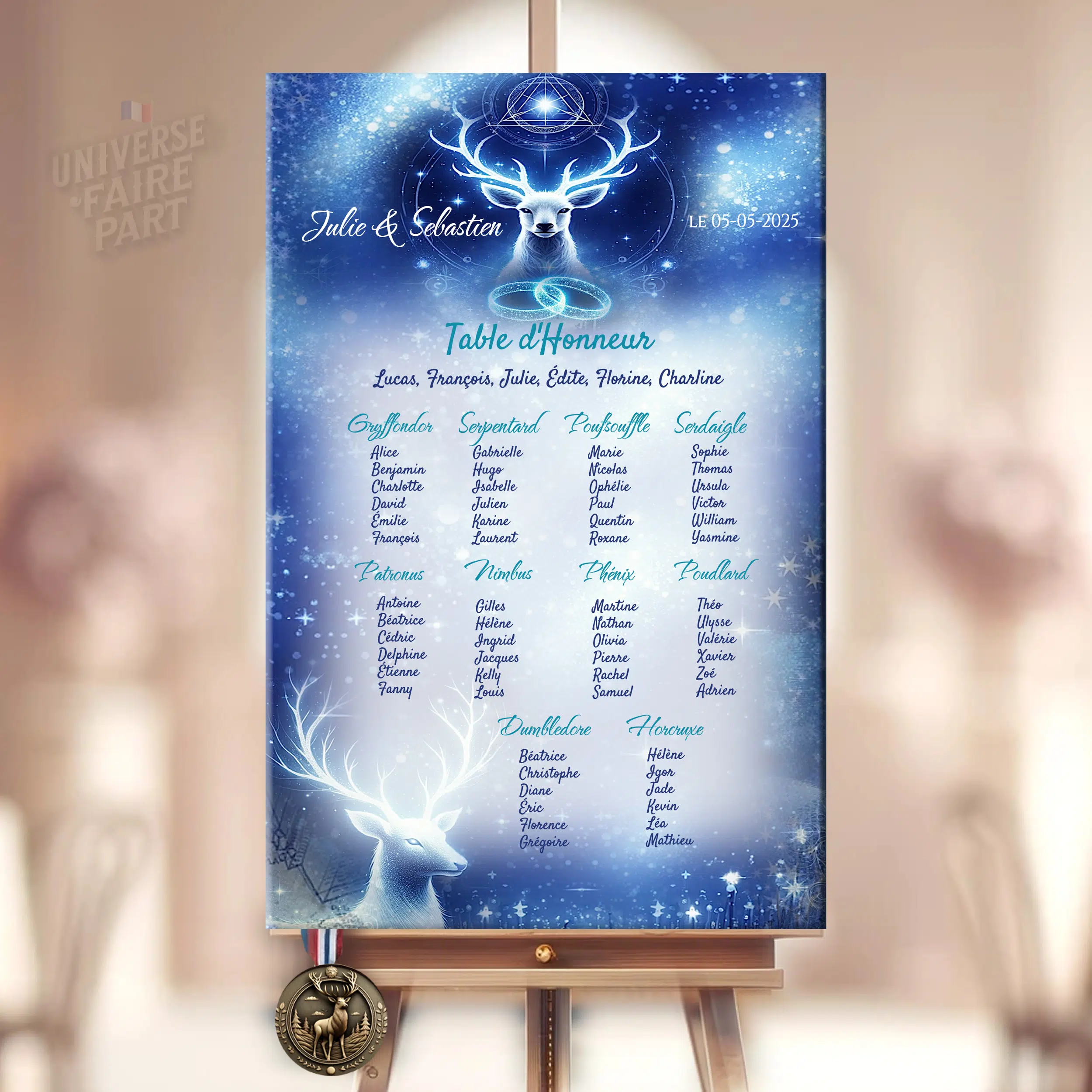 N°227.4 – Plan de table Cerf Harry Potter nuit étoilé mariage