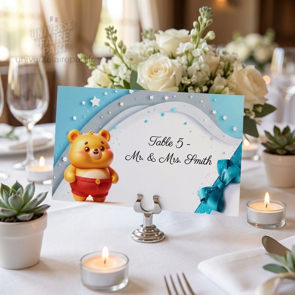 N°539.3 – Porte nom  Winnie L&rsquo;ours malin en Bleu