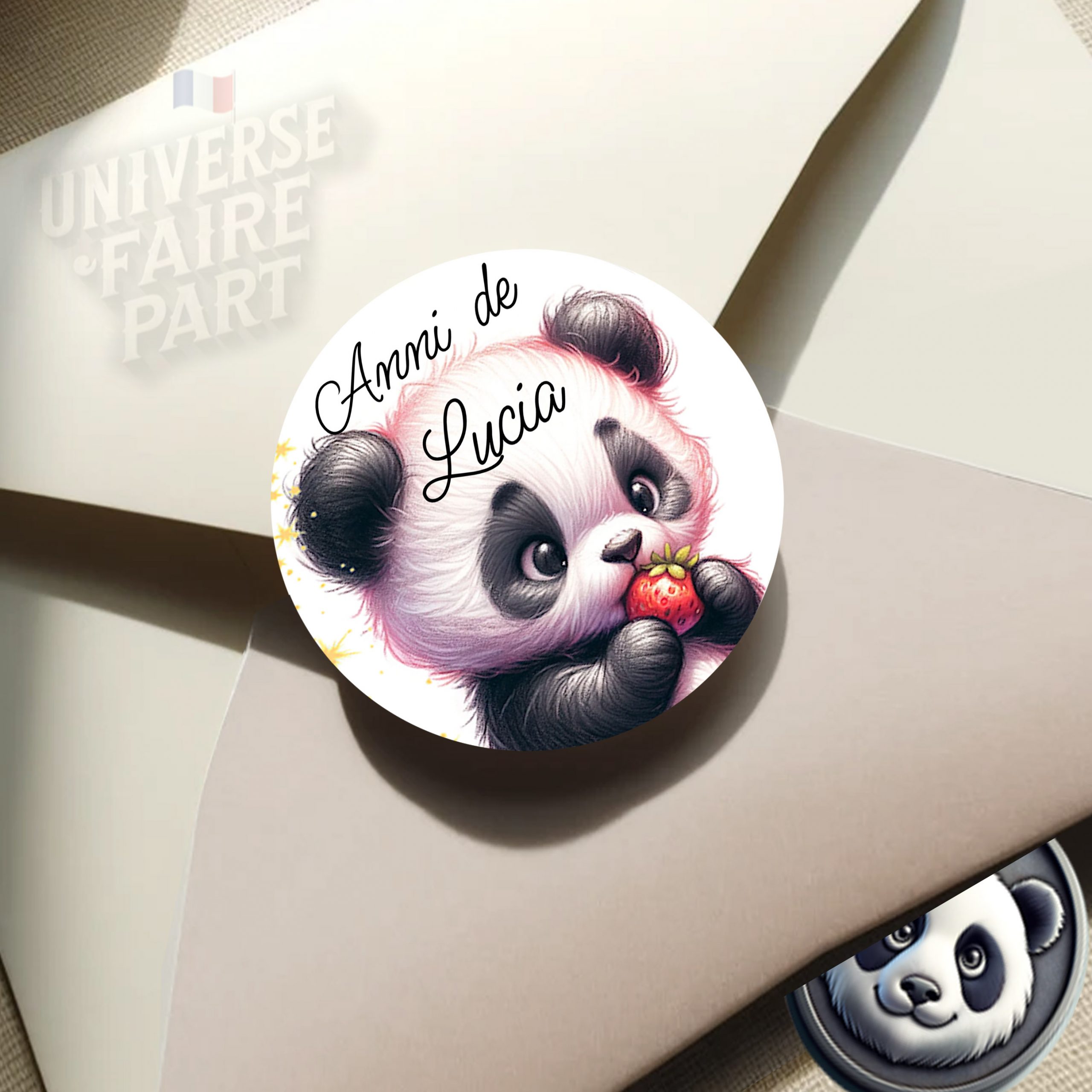 N°314.3- Rond collant Petit Panda gourmand anniversaire ou Baptême