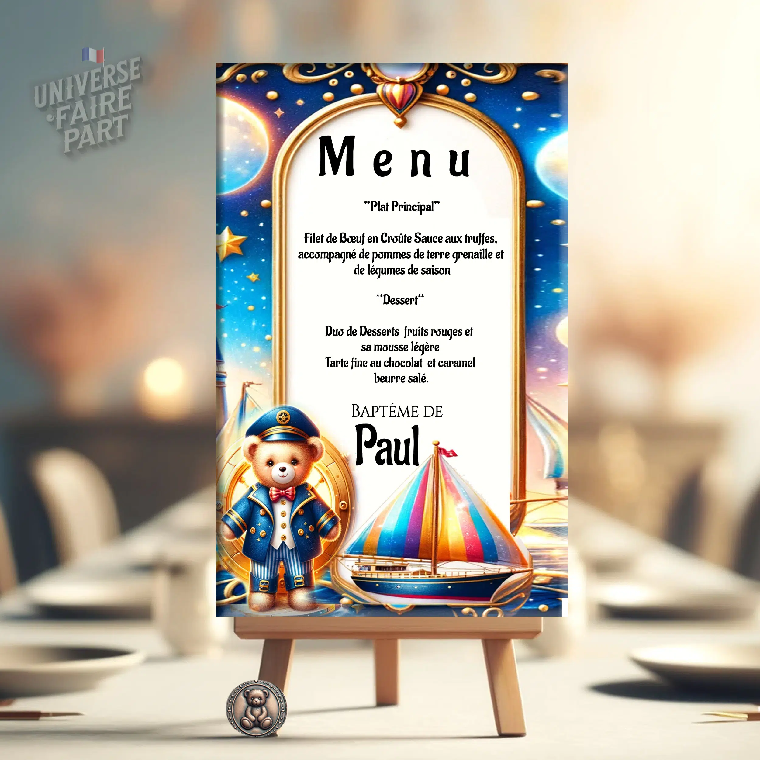 N°328.3 - Menu Petit ourson marin et son bateau