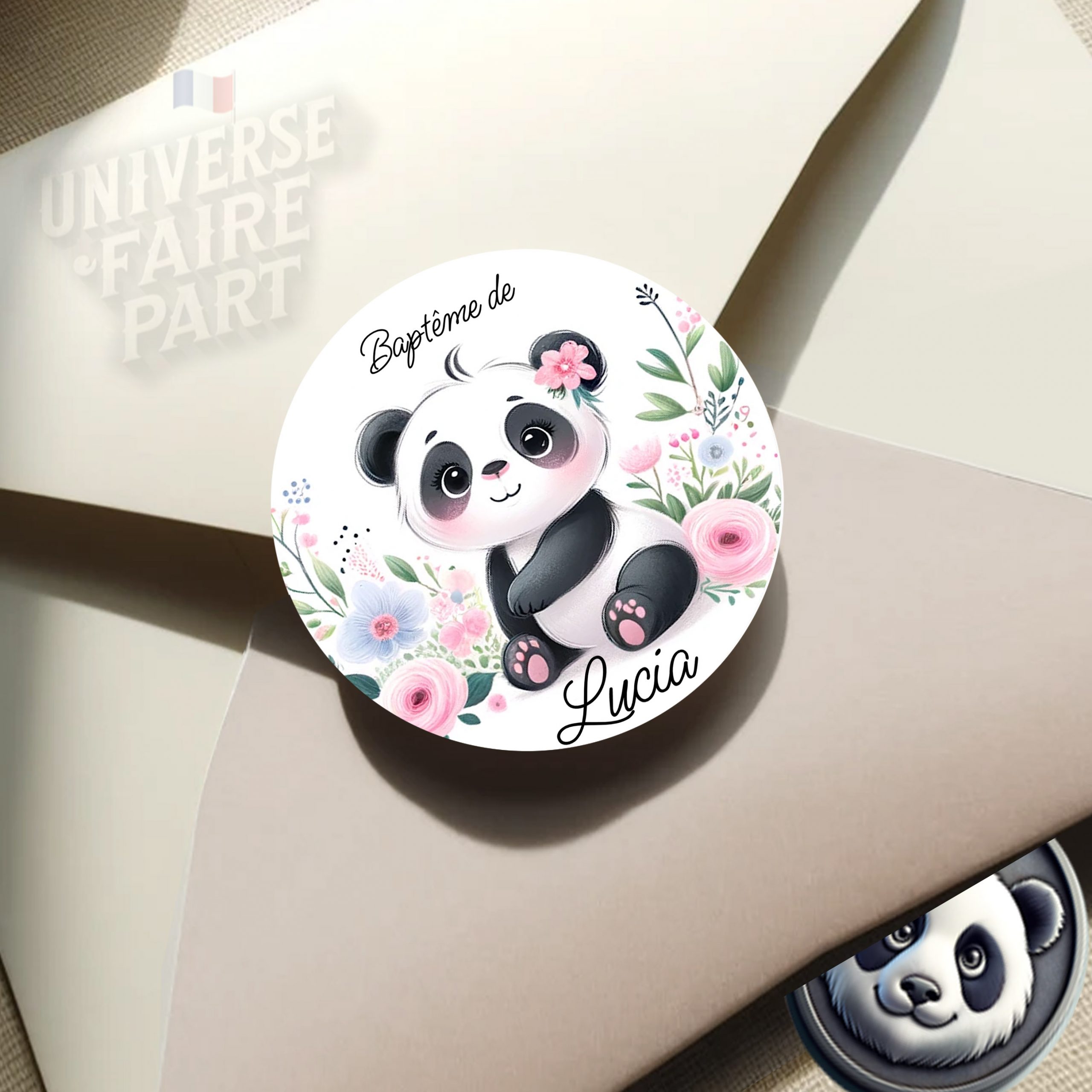 N°342.3 - Rond collant Petit panda tendre rosé fille