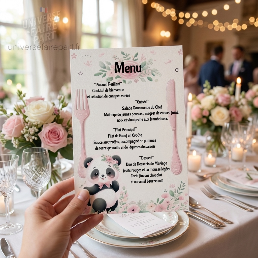 N°342.4 – Menu Petit panda tendre rosé fille