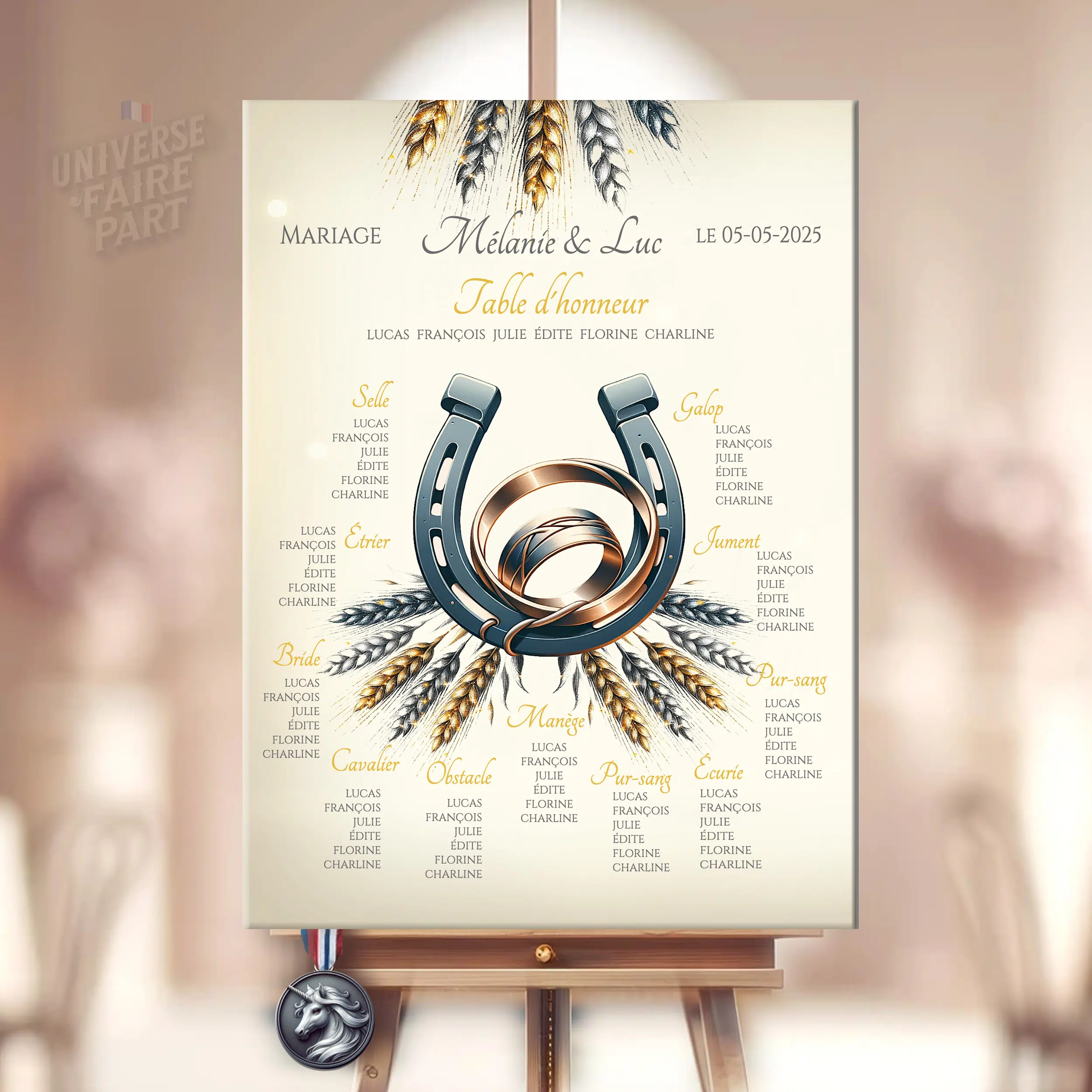 N°383.4 - Plan de table cheval fer à cheval mariage