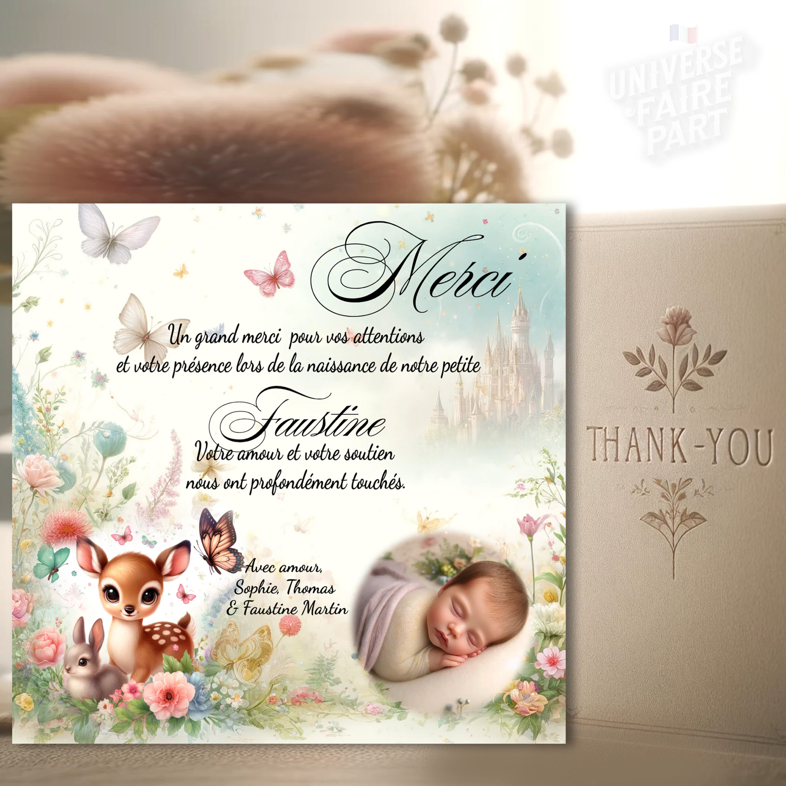 N°445.1 -carte remerciement Célébrations Magiques Petit Faon Bambi