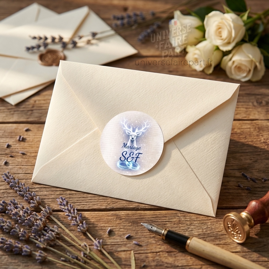 N°227.3 – Rond collant  mariage Cerf Harry Potter parchemin