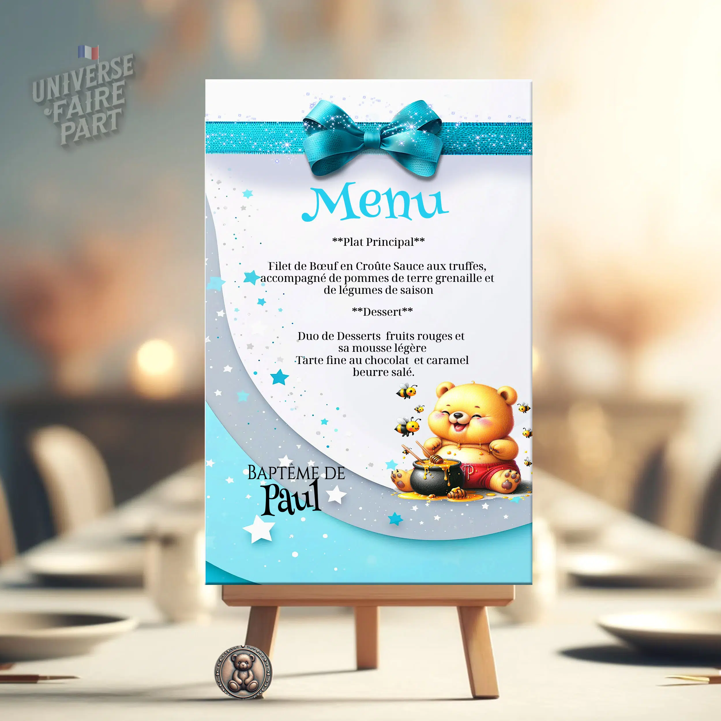 N°539.5 - Menu Winnie L'ours malin en Bleu
