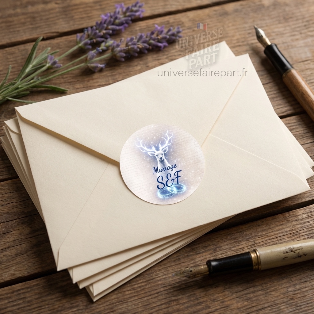 N°227.3 – Rond collant  mariage Cerf Harry Potter parchemin
