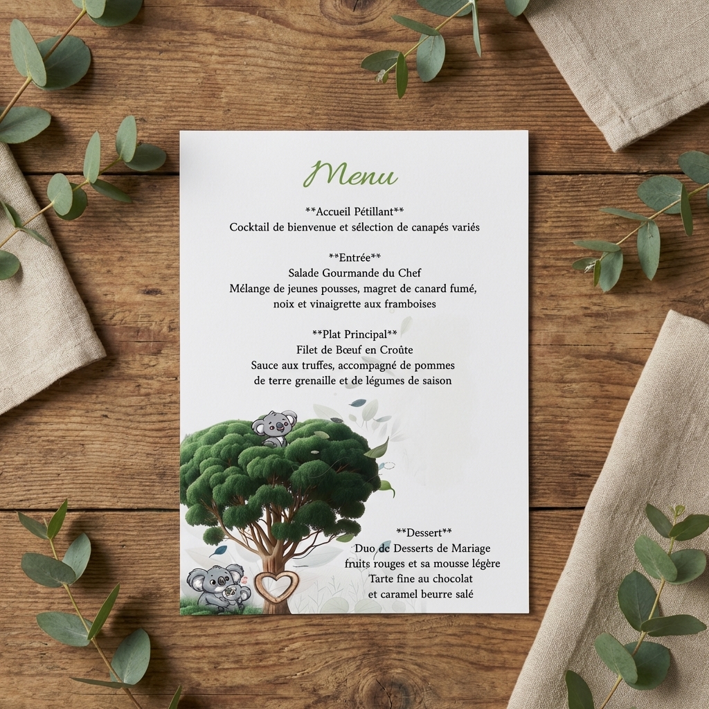N°152.1 – Menu Koala trop mignon avec photos