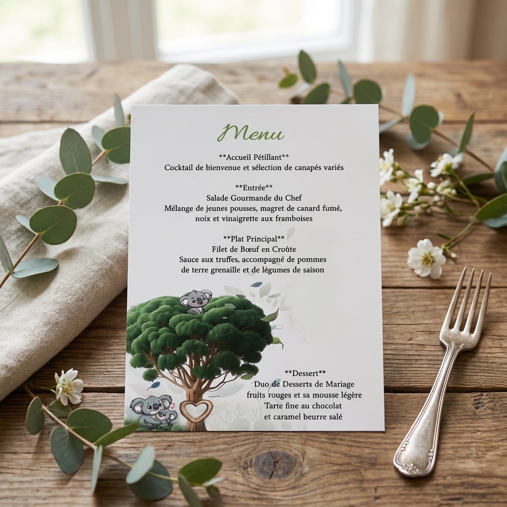 N°152.1 – Menu Koala trop mignon avec photos