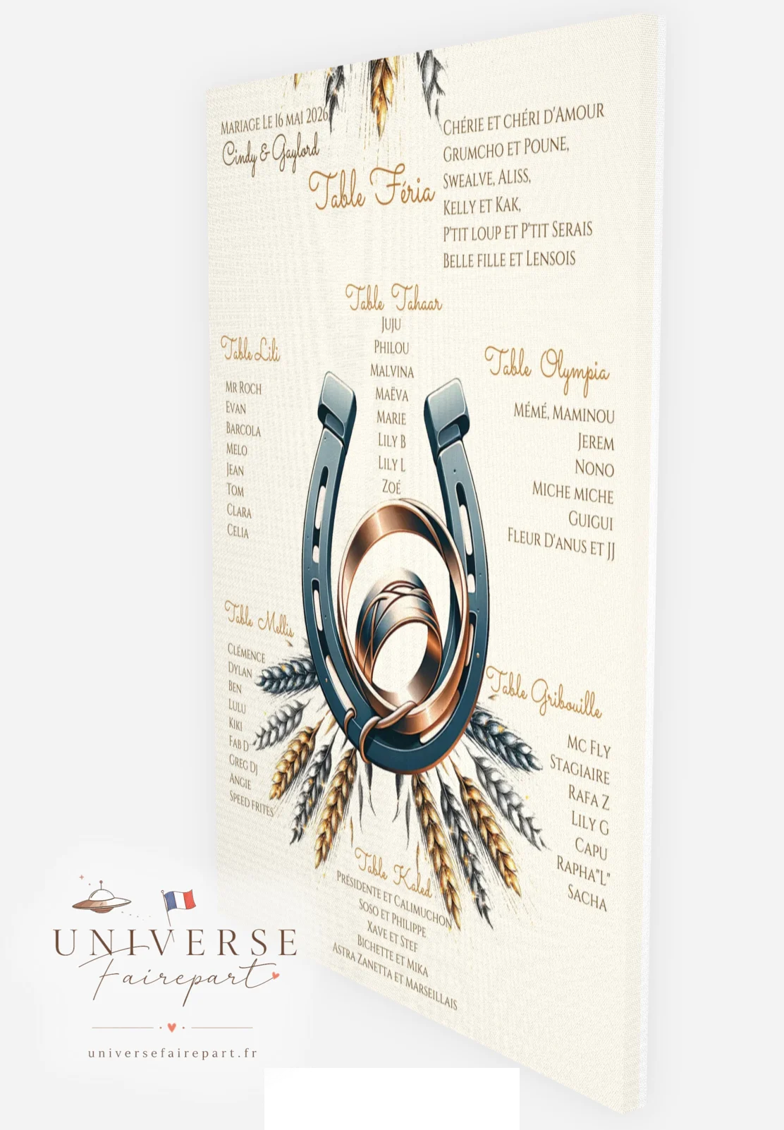 N°383.4 - Plan de table cheval fer à cheval mariage