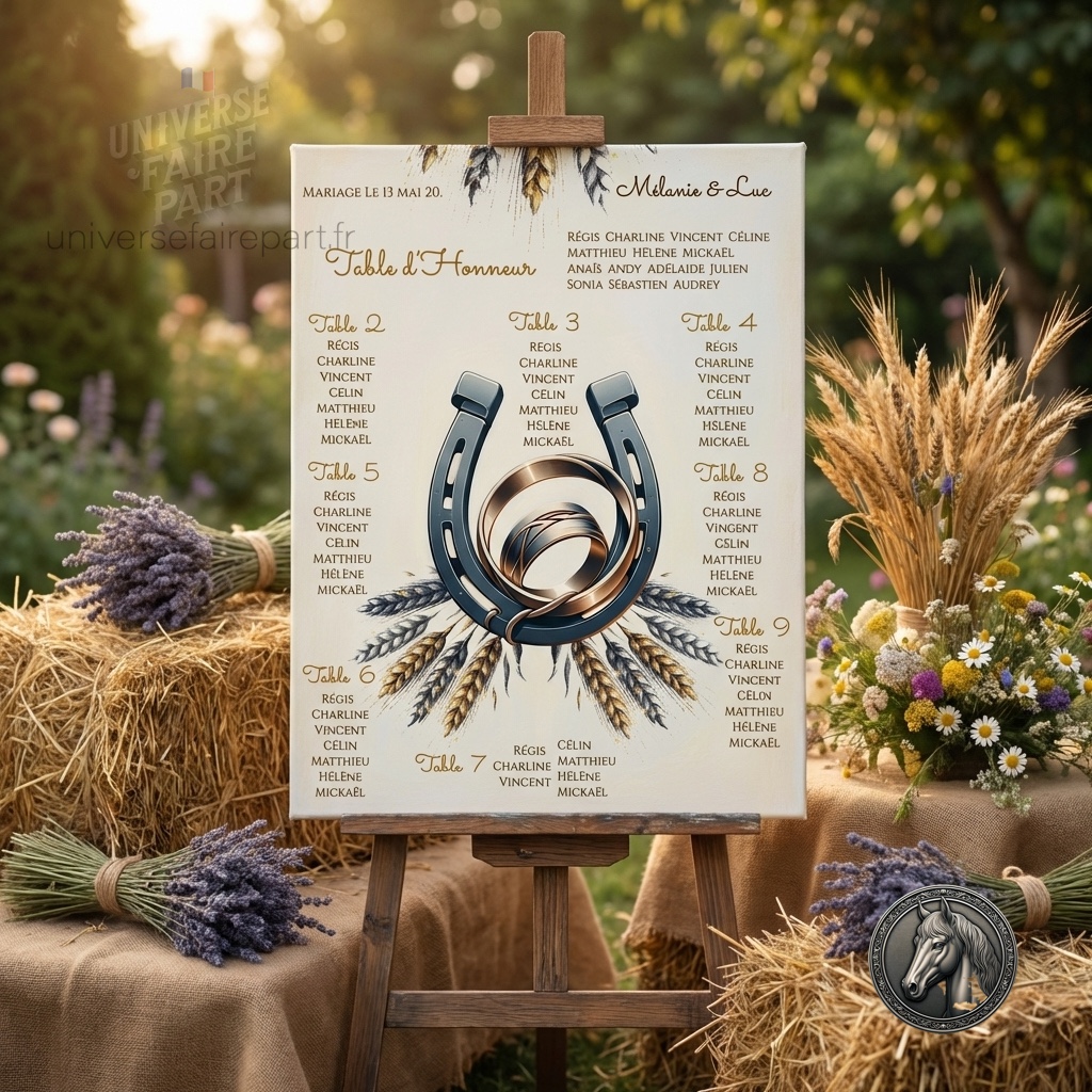 N°383.4 – Plan de table cheval fer à cheval mariage