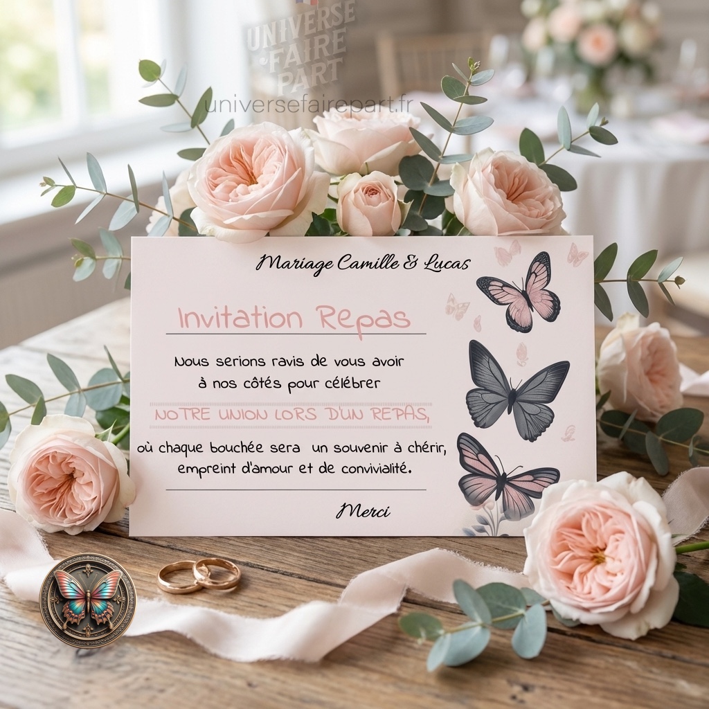 N°373.1- Carton repas Vol Nuptial en Jardin Fleuri