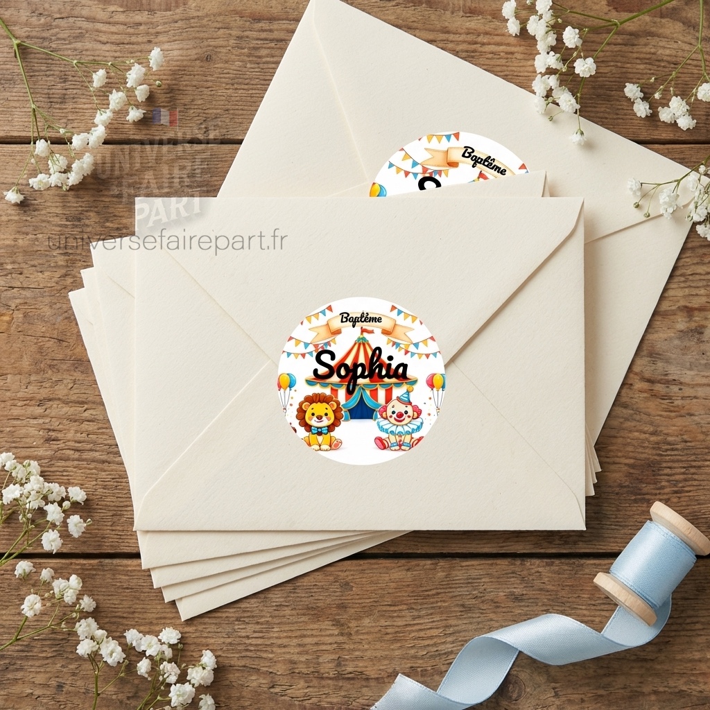 N°4.1- Rond collant Original Cirque avec Lion et Clowns