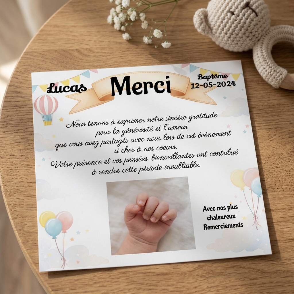 N°4.2- Carte remerciement Original Cirque avec Lion et Clowns