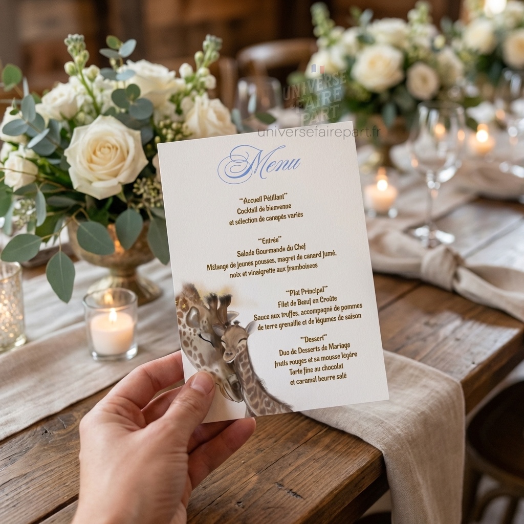 N°396.3 –  Menu maman Girafe et girafon Unisexe  Baptême