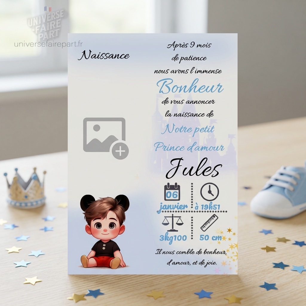 N°294- Faire-part Naissance Prince Mickey
